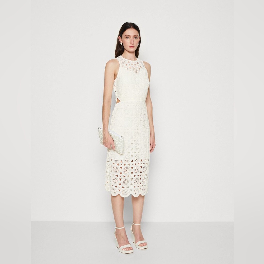 Beautiful IKKS white macramé dress new with tags!